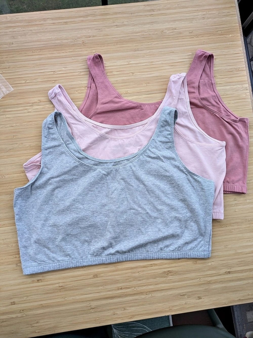 NWOT Fruit of the Loom Tank Style Cotton Sports Bra 3-Pack Pink & Gray